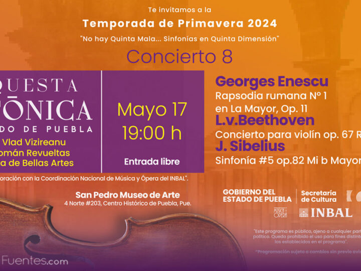 La Sinfónica de Puebla se une a director internacional y destacado violinista mexicano en su octavo concierto de primavera