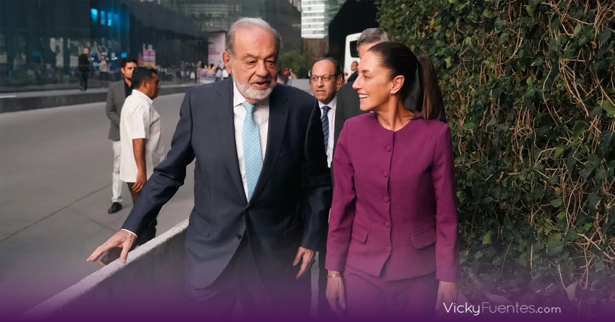 Claudia Sheinbaum y Carlos Slim se encuentran en el Museo Soumaya