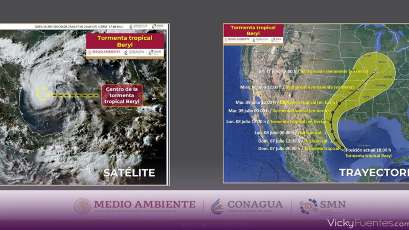 Beryl podría intensificarse a huracán categoría 1: Conagua