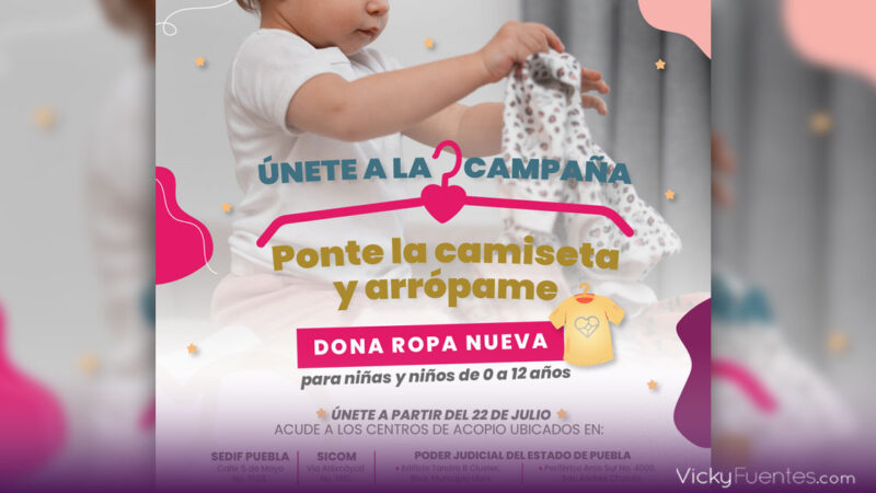 Campaña de donación de ropa para niños en casas de asistencia en Puebla