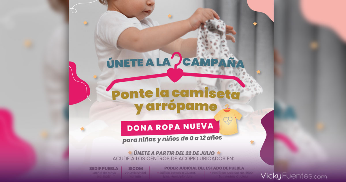 Campaña de donación de ropa para niños en casas de asistencia en Puebla