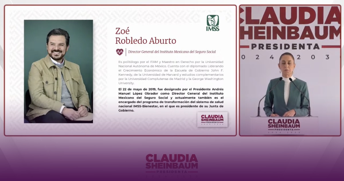 Claudia Sheinbaum ratifica a Zoé Robledo como director del IMSS y nombra a Carlos Augusto como secretario particular